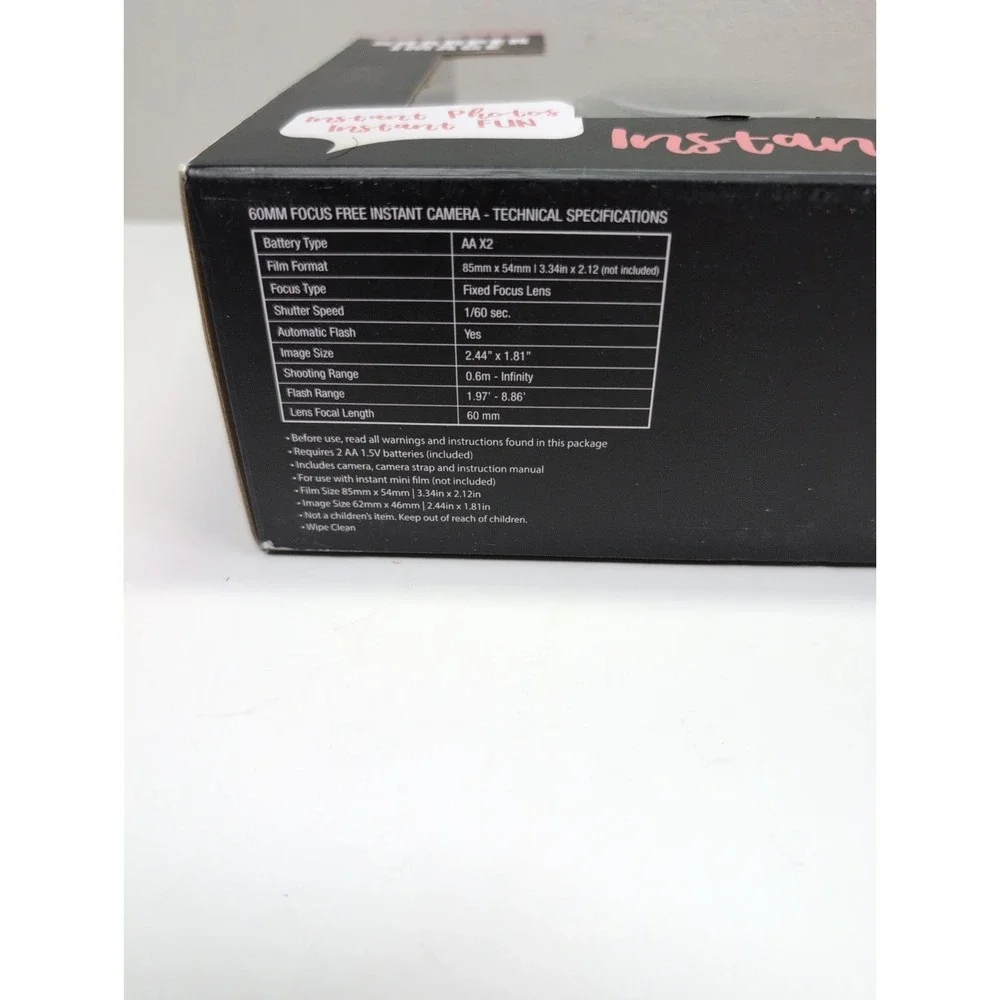 Sharper Image IC2018 Instant Camera - Black/White Compact 60mm Lens